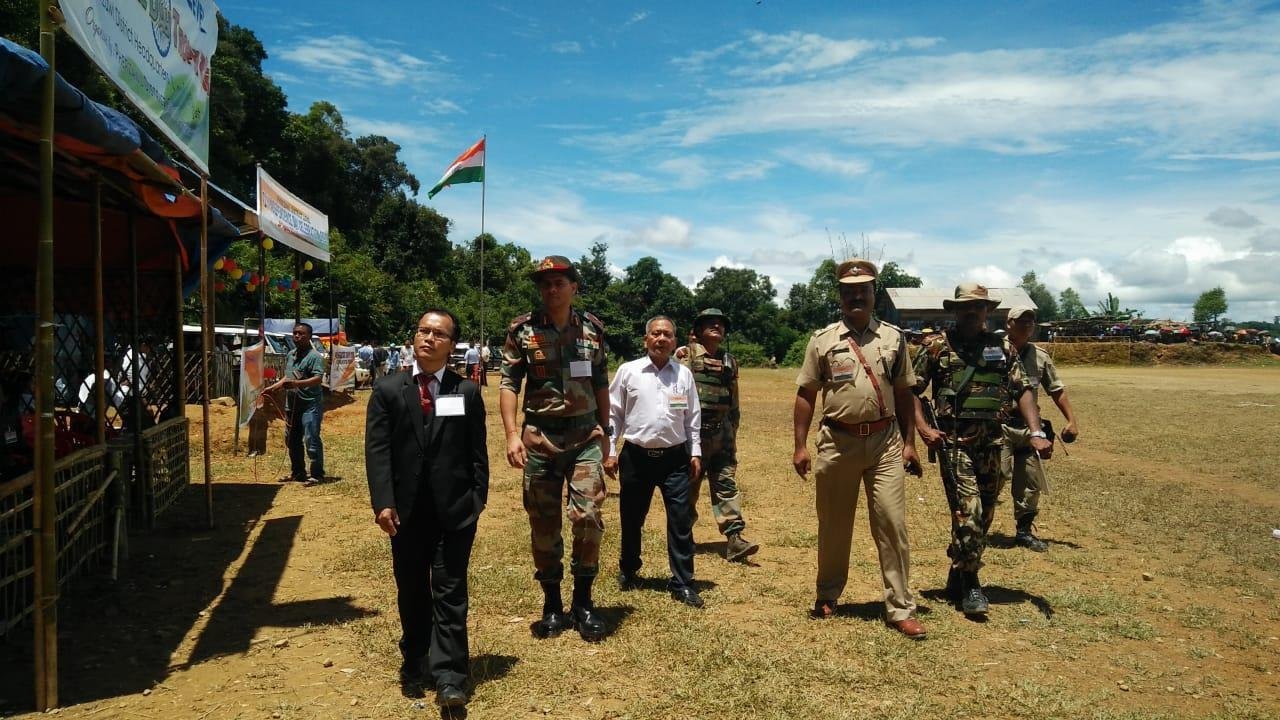 Pherzawl ADC Pu Thianlaljoy Gangte and other officials during Independence Day celebrations at Pherzawl on August 15, 2018.